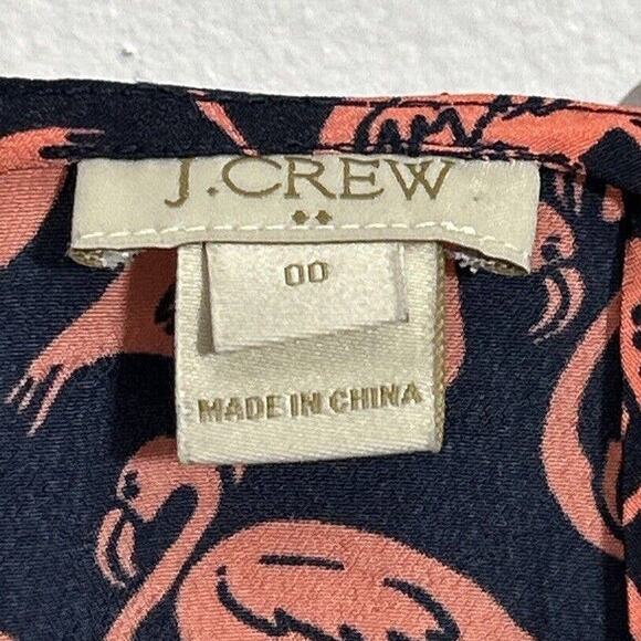 J. Crew Blouse Women 00 Navy Pink Flamingo Racerback Adjustable Straps 58920 - Picture 3 of 9